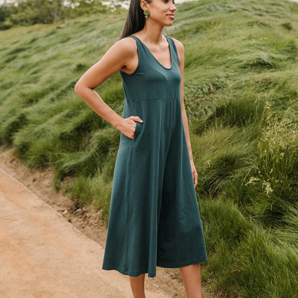 Mien studios lakeside wide leg jumpsuit teal